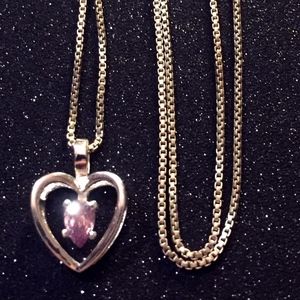 Openwork 925 heart pendant,925 Italy 16" box chain
